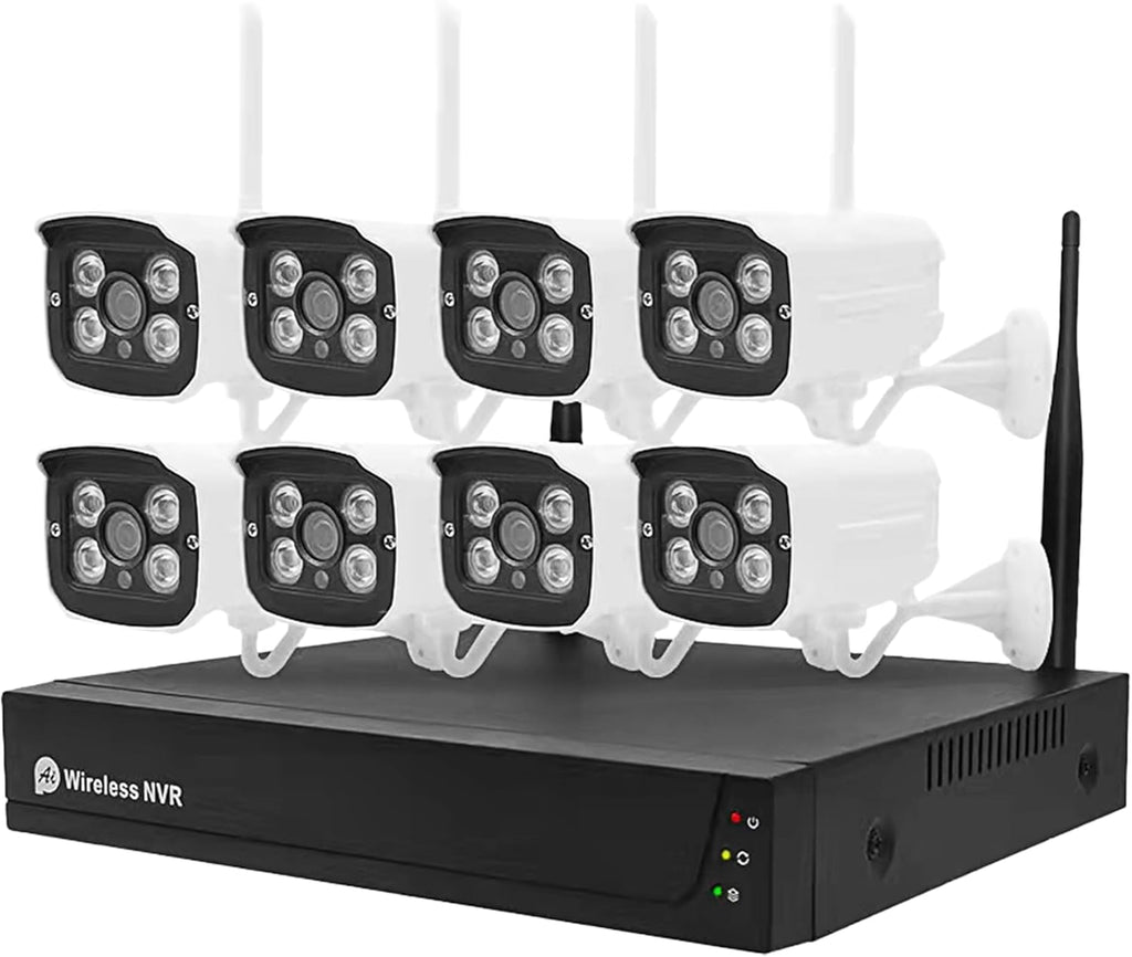 Supersonic SC-5008NVR 8-Channel 1080P NVR Security Camera System with 1TB HDD- WiFi IP Cameras, 4mm Lens, H.265+, Dual Stream, Night Vision, Motion Detection, Remote Viewing, Indoor/Outdoor Use