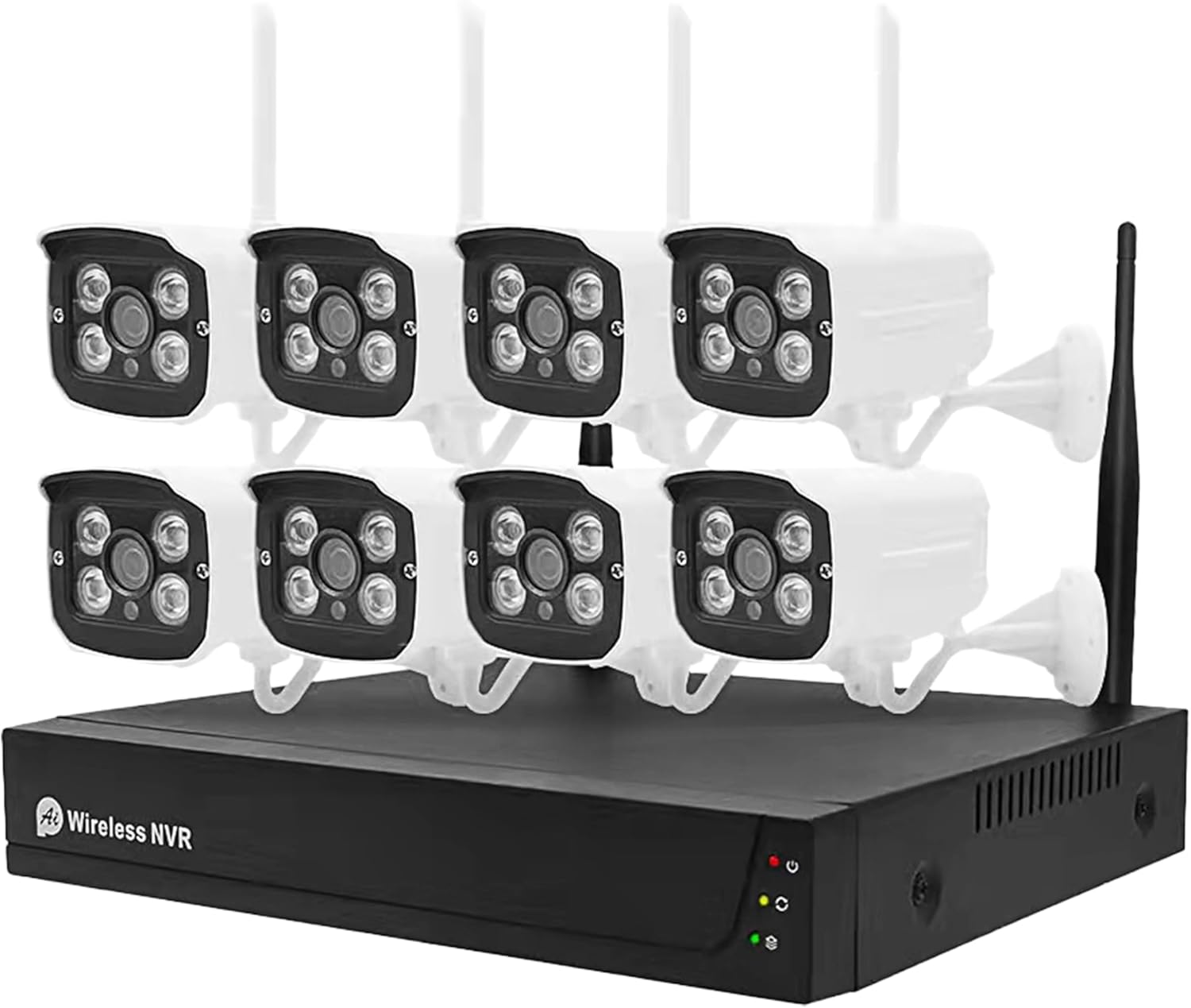 Supersonic SC-5008NVR 8-Channel 1080P NVR Security Camera System with 1TB HDD- WiFi IP Cameras, 4mm Lens, H.265+, Dual Stream, Night Vision, Motion Detection, Remote Viewing, Indoor/Outdoor Use