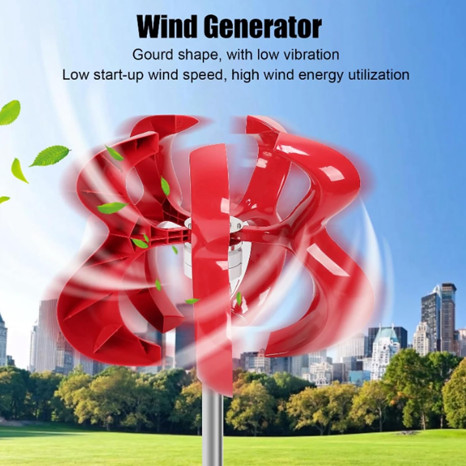 1000W Wind Power Generator Set,Wind Turbine Set 5 Blade with Controller No Noise 12V 24V 48V Wind Generators for Courtyard Outdoor Street