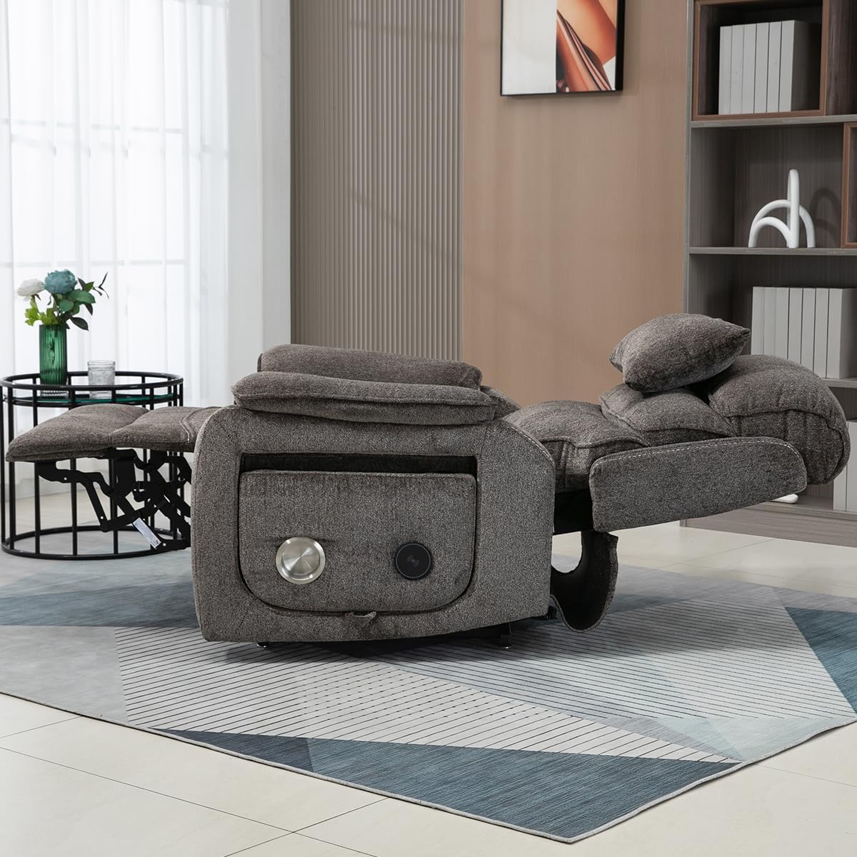 Large Power Lift Lazy Boy Recliner Chair with Heated and Massage, Upgraded Dual Motor Lay Flat Recliners, 25in Extra Wide Seat, Cup Holder, Side Pocket