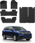 Rongtaod Floor Mats Compatible with 2016-2022 Honda Pilot 7 Seats Trunk Mat Cargo Mat Cargo Liner Back Seat Cover Protector (No Elite Model) Pilot Accessories (Trunk Mat with Backrest Mat+Floor Mats)