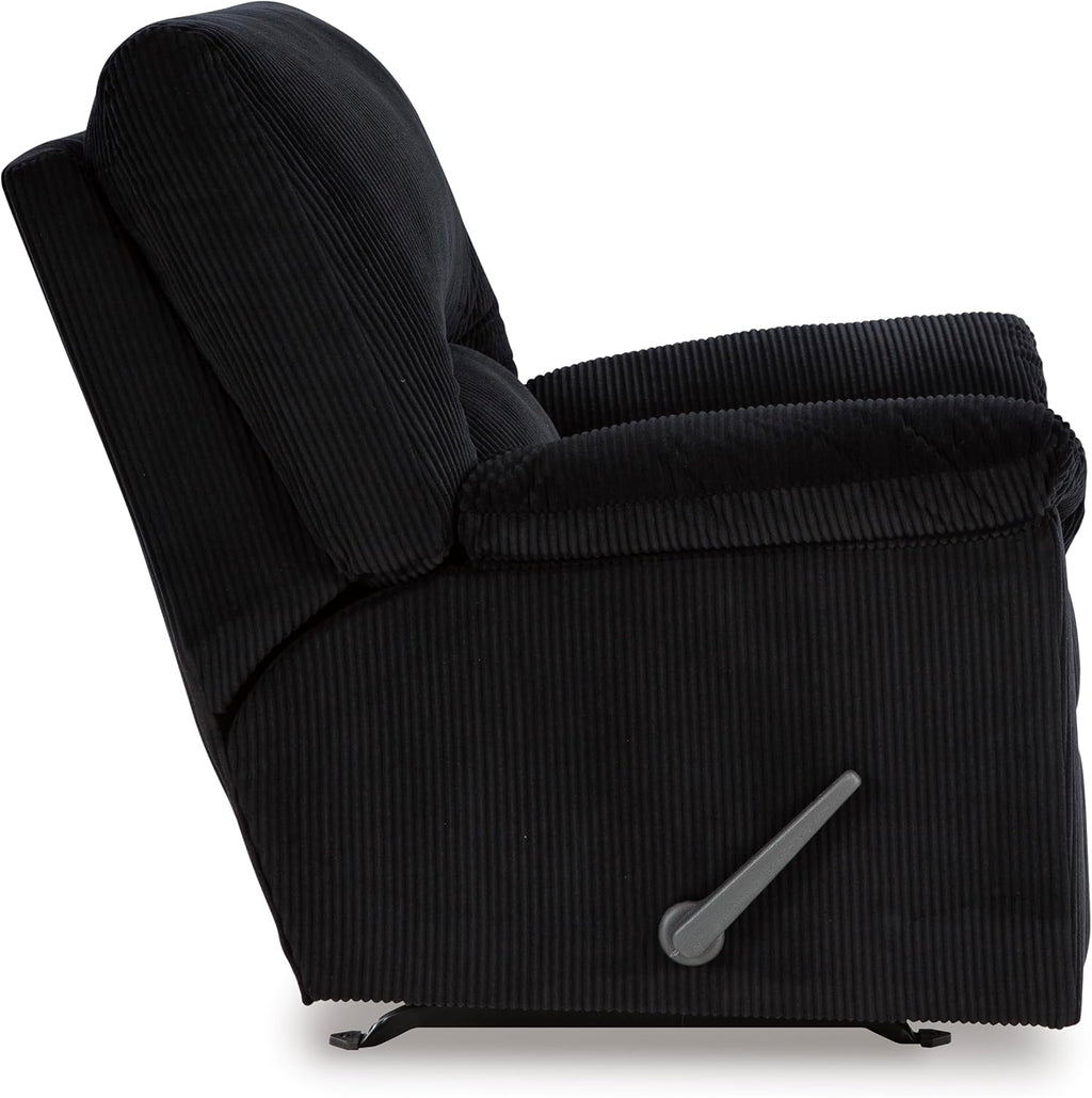Signature Design by Ashley SimpleJoy Casual Manual Rocker Recliner with Pillow-Top Arms, Black