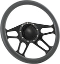 14'' Billet Half Wrap 9 Bolts Steering Wheel with 2'' Dish and Horn Button(Dark Grey)