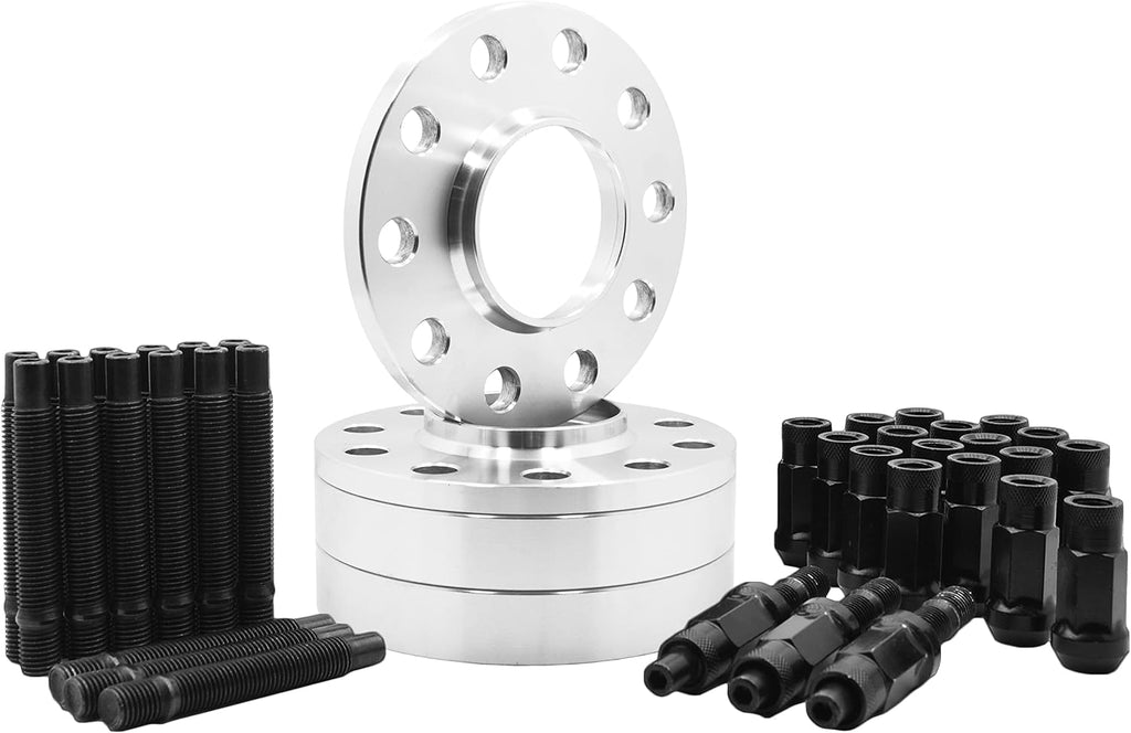 (2) 15mm + (2) 25 mm Wheel Spacers Staggered Kit + Black 12x1.5 Racing Stud & Racing Lug Nuts Free Thread Locket Included | Compatible with BMW 323ci, 323i, 325ci, 325i, 325xi, 3328ci, 328i, 330