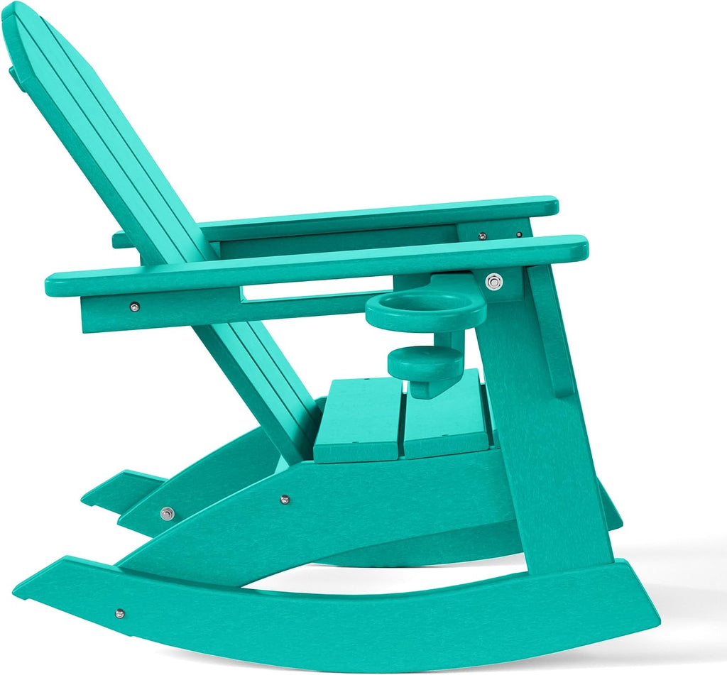WestinTrends Malibu Outdoor HDPE Plastic Preschool Toddler Classic Adirondack Rocking Chairs (Set of 2), Turquoise