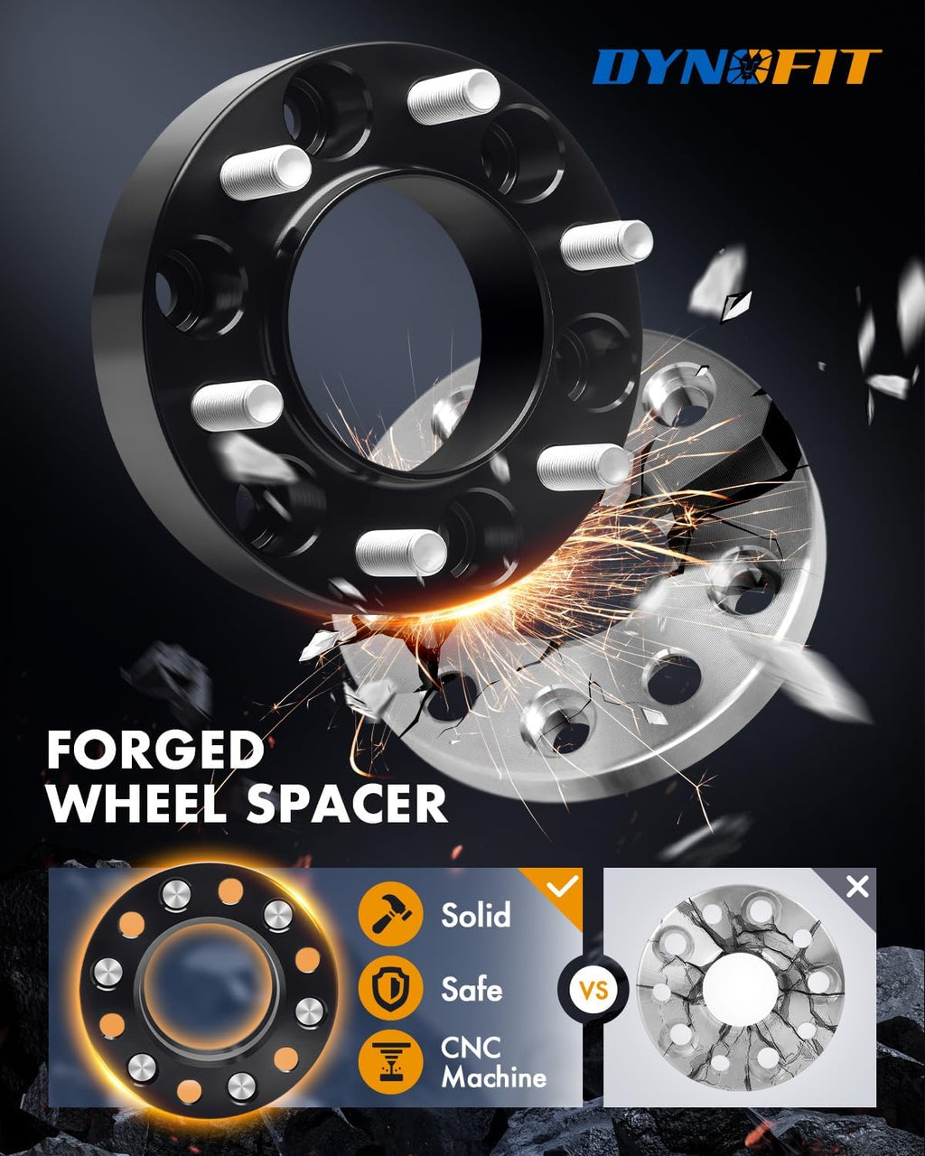 dynofit 6x5.5 Wheel Spacers 1.5inch for 2022-2026 Tundra, 2024+ Tacoma, 2025+ 4Runner, 4Pcs 6x139.7 Wheel Spacer with M14x1.5 Studs 95.2mm Bore Hubcentric Forged Spacer for Toyota & Lexus 6 Lug Truck