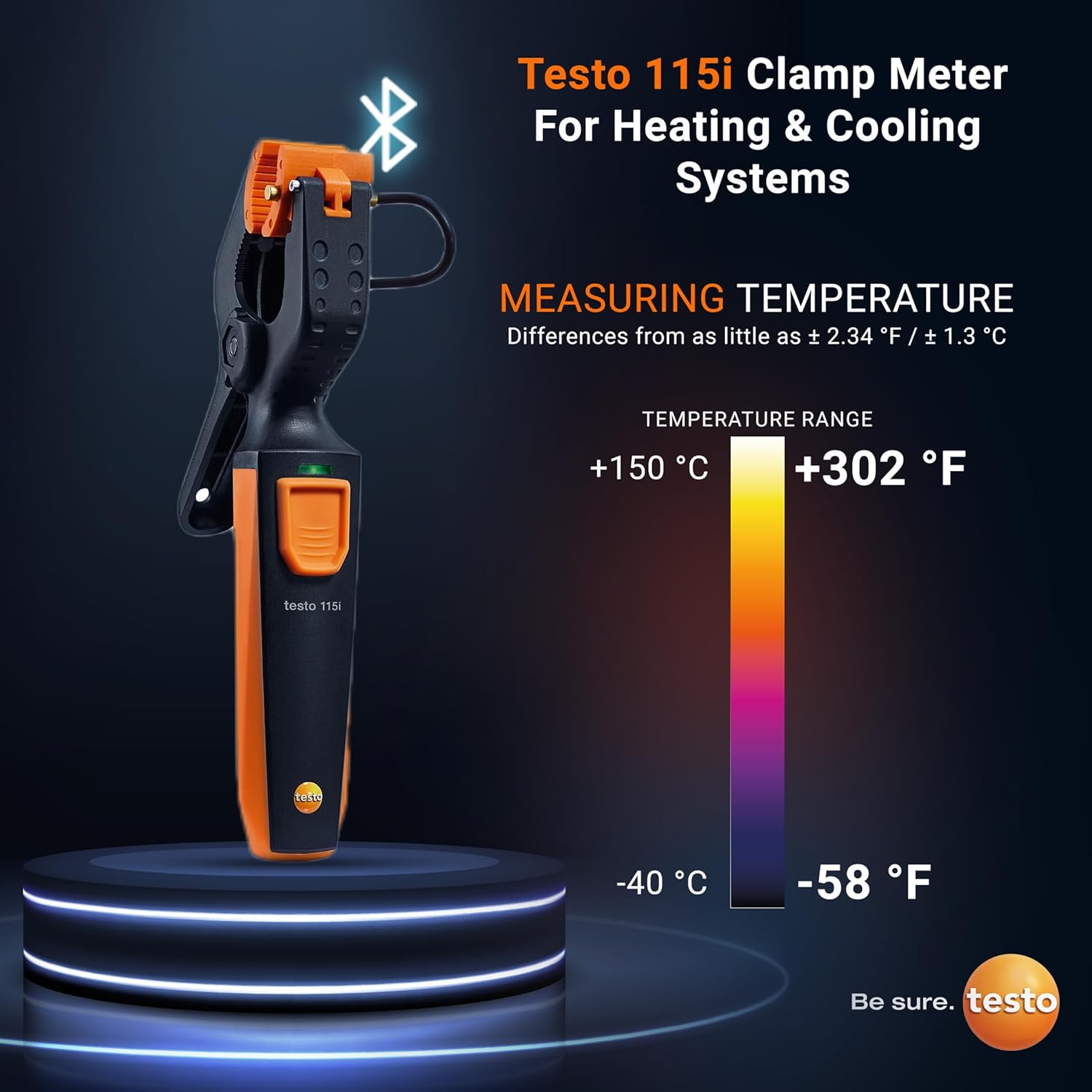 testo Smart Probe Kit - HVAC/R Test & Load Set for Air Conditioning, Refrigeration & Heating System - with 2X 115i Clamp Meter, 2X 549i High Pressure Gauge, 2X 605i Thermohygrometer – with Bluetooth