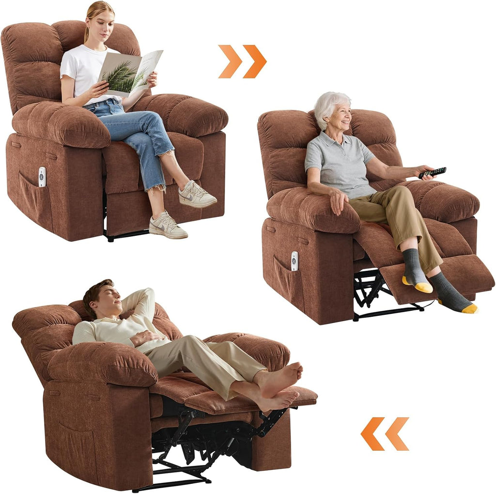 21.4in Wide Rocking Recliner Chair,Massage & Heat Recliner Chair for Adults,Home Theater Seating with Lumbar Support,Nursery Rocking Chairs for Living Room