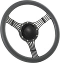 14'' Billet Banjo Half Wrap Steering Wheel with 9 Bolts 2'' Dish and Horn Button (Dark Grey)