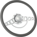 Flashpower 15.5'' Billet Half Wrap 9 Bolts Steering Wheel with 2'' Dish and Horn Button(Light Grey)