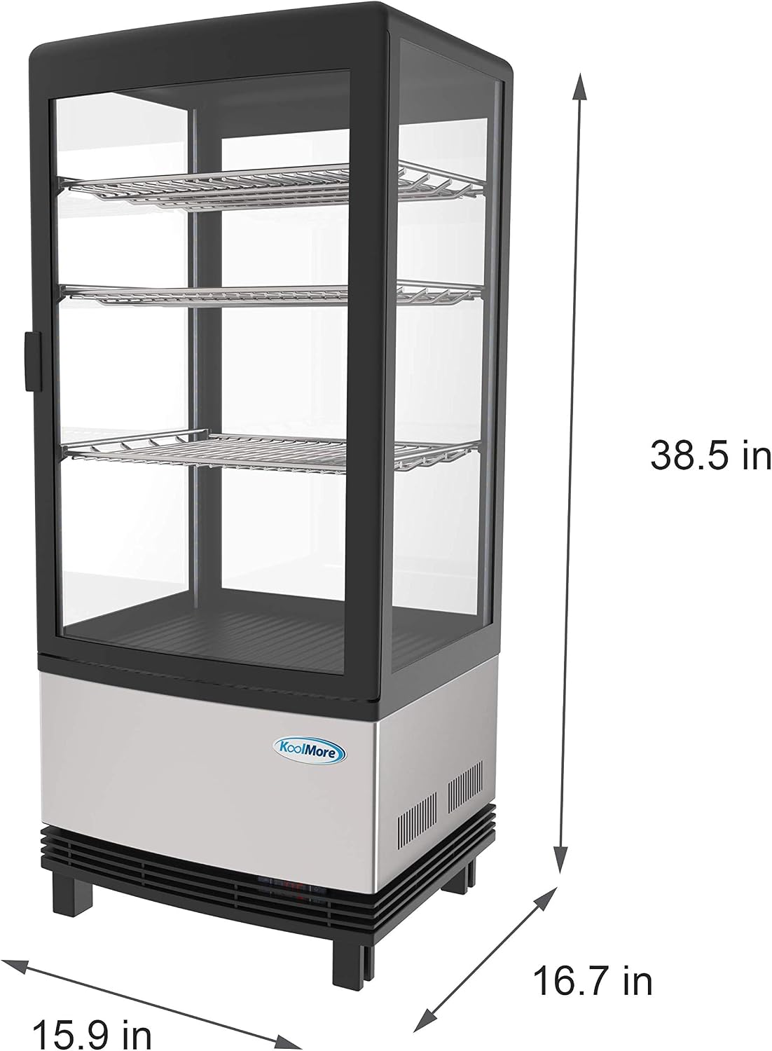 KoolMore Countertop Refrigerator Display Case Commercial Beverage Cooler with LED lighting - 3 cu. ft Capacity, Stainless Steel (CDCU-3C-SS)