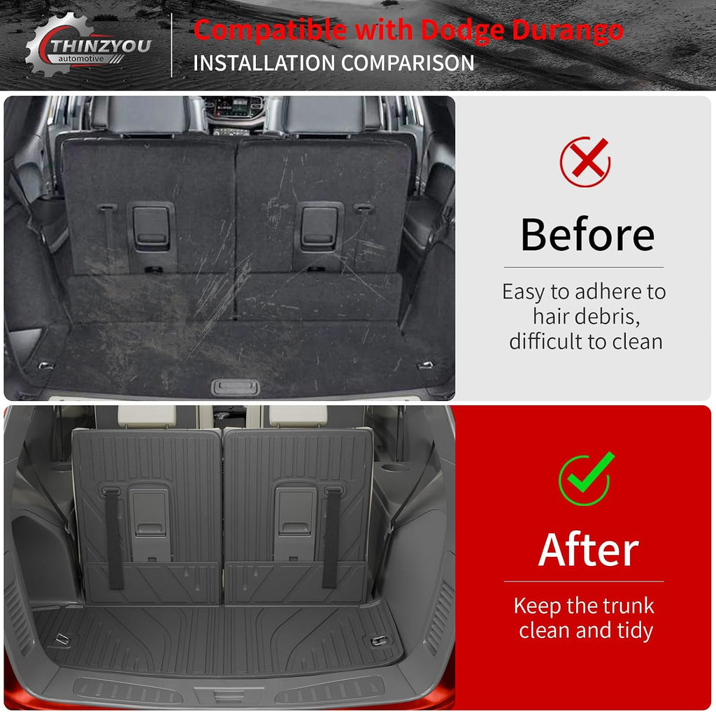 Floor Mats Compatible with 2016-2025 2026 Dodge Durango 6 Seats Cargo Mat Back Seat Protector Trunk Liner 2024 Durango Accessories (Fit 6 Seats, 3rd Row Backrest Mats+Trunk Mat+Floor Mats)