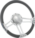 14'' Billet Trinity Half Wrap 9 Bolts Steering Wheel with 2'' Dish and Horn Button (Dark Grey)