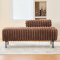 NIOIIKIT 49.6' Modern Loveseat Sofa Couch, Upholstered Accent Sofa with Golden Legs and Adjustable Backrest, Small Faux Fur Couches for Bedroom, Living Room, Compact Small Space (Brown)