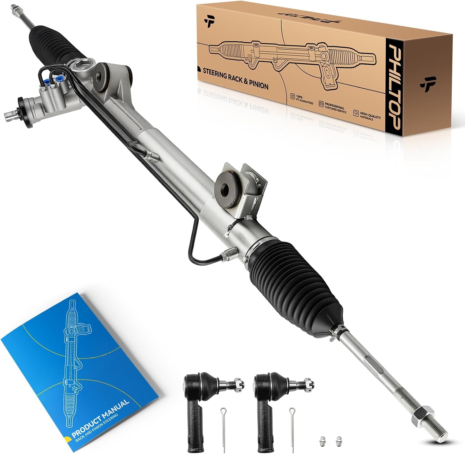 PHILTOP Hydraulic Power Steering Rack & Pinion Kit for 2004-2008 F-150/Mark LT 4WD, Only for 4WD, with Outer Tie Rod Ends, Replace# 22-279