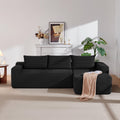 97' Cloud Couch Sectional, L Shaped Boneless Couch Sectional Couches for Living Room, Modern Comfy Corduroy Fluffy Modular Sofa with Deep Seat, No Assembly (Black, Right Facing Chaise)