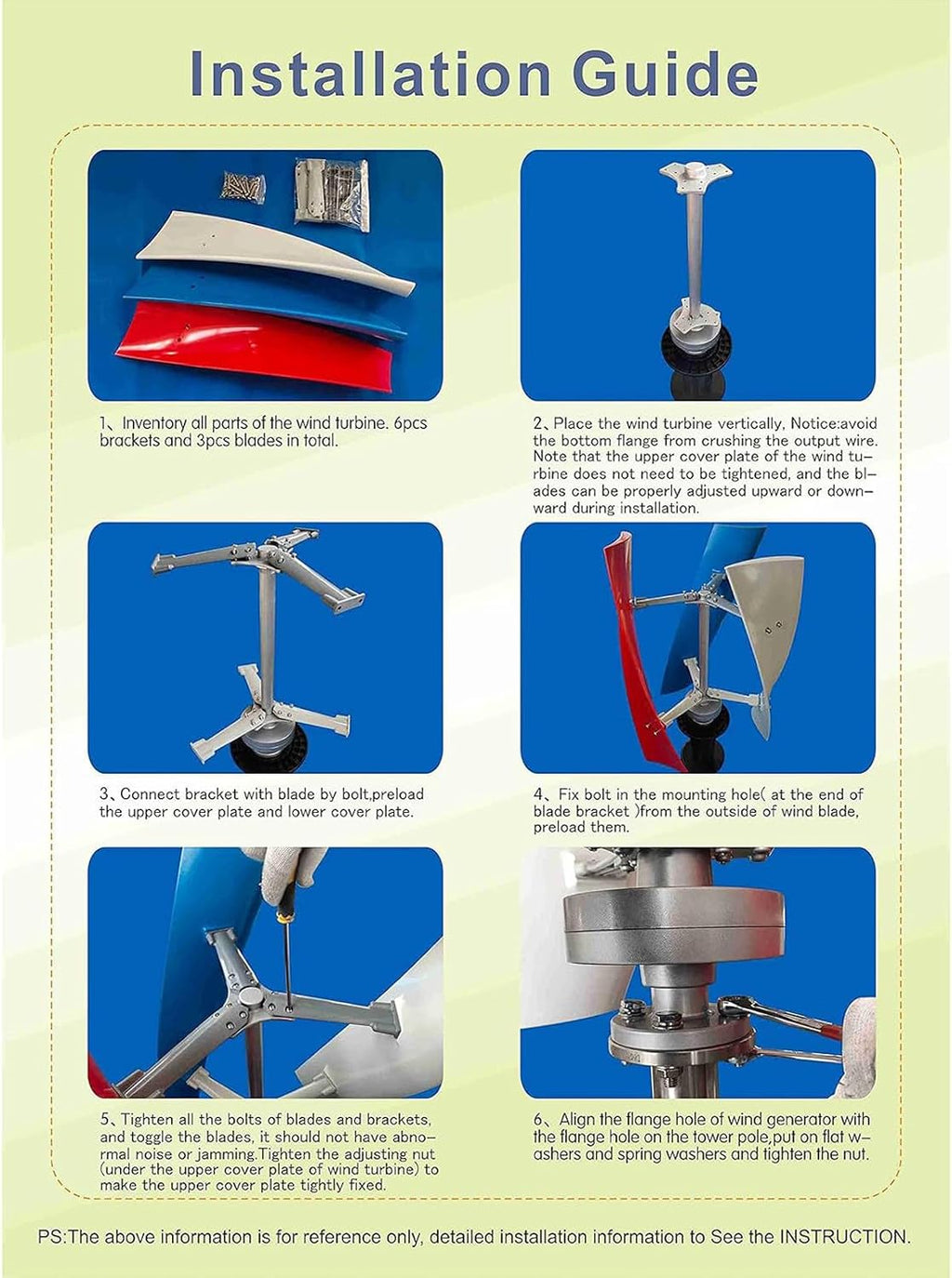 Noiseless 8000w Vertical Wind Turbine, Portable Vertical Wind Power Turbine Generator Kit for Garden Home(White),12V
