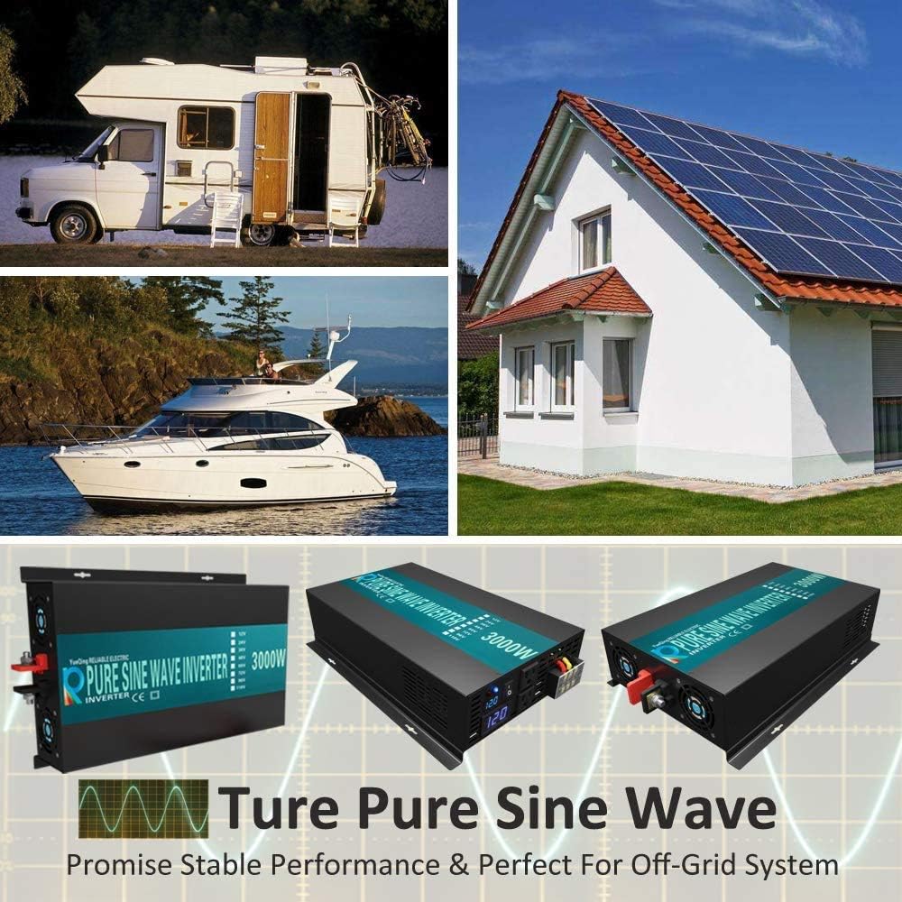 WZRELB 3000W 36V 120V Pure Sine Wave Power Inverter with 2 AC Outlets,Car Inverter, Model Number: RBP-300036