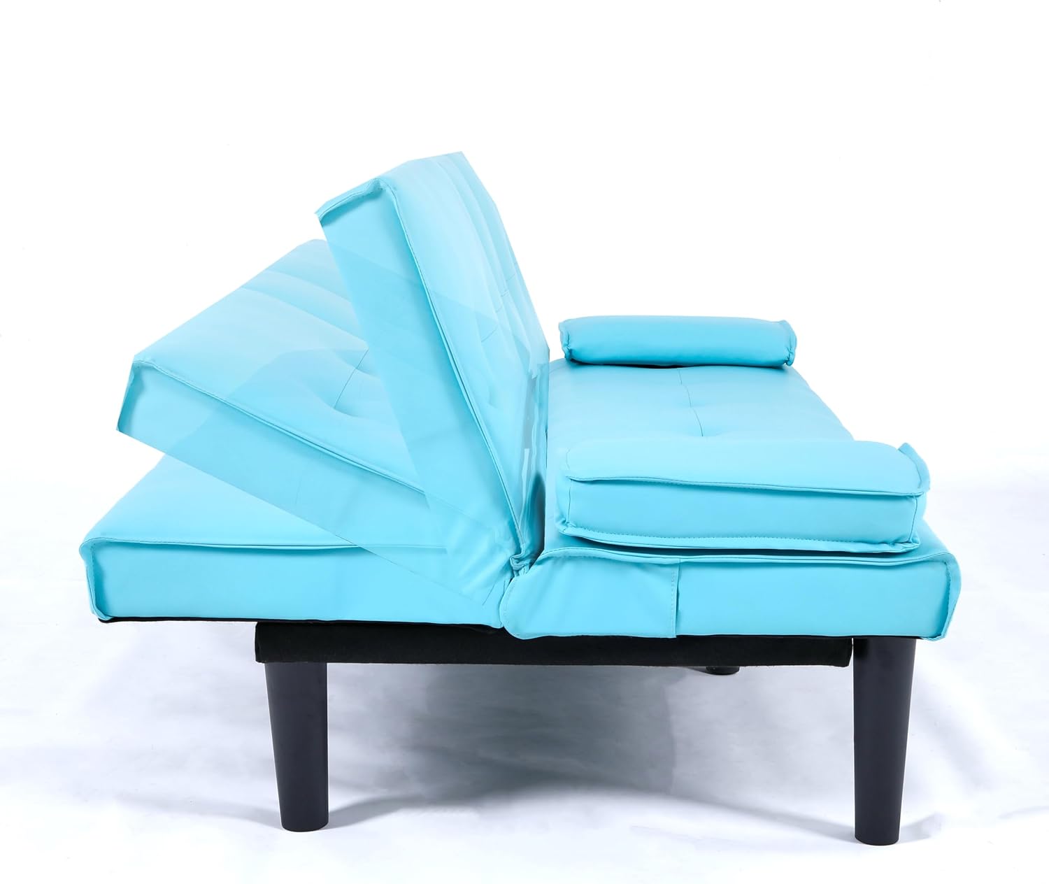 KEIKI 3 in 1 Convertible Sleeper Sofa Bed with Cup Holder, Futon Sofa Bed for Living Room, Dorm or Home Office, Blue