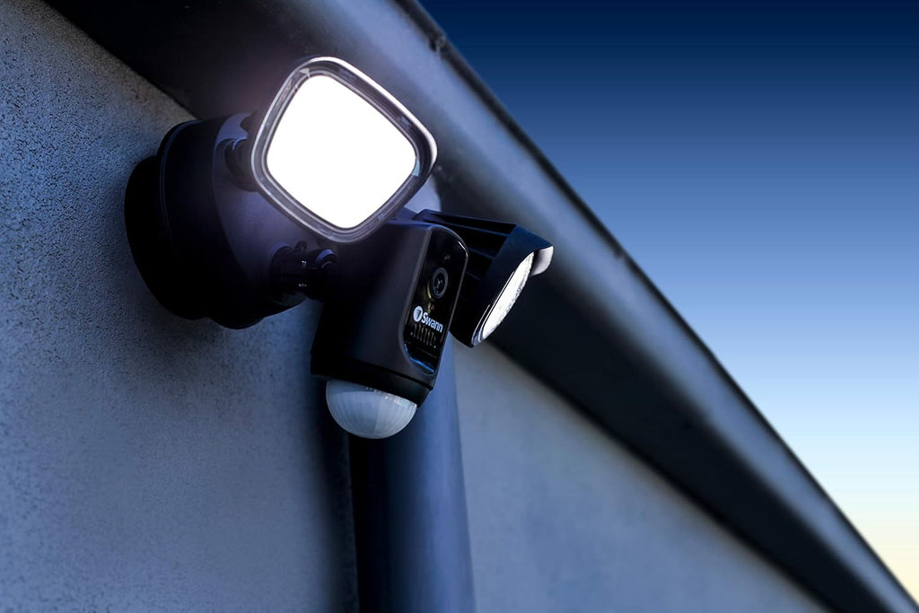 Swann Floodlight Security Camera w/Dimmable Motion Lighting, 2 Way Talk, Wi-Fi Surveillance 1080p HD, Indoor/Outdoor Color Night Vision, True Detect Heat Sensing, Alexa/Google, Black, SWWHD-FLOCAMB