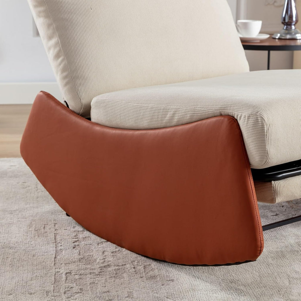 Modern Rocking Recliner Chair with Footrest - Comfortable Padded Lounge Chair for Nursery, Reading & Relaxation, Indoor Soft Rocking Chair for Living Room & Bedroom (Orange)