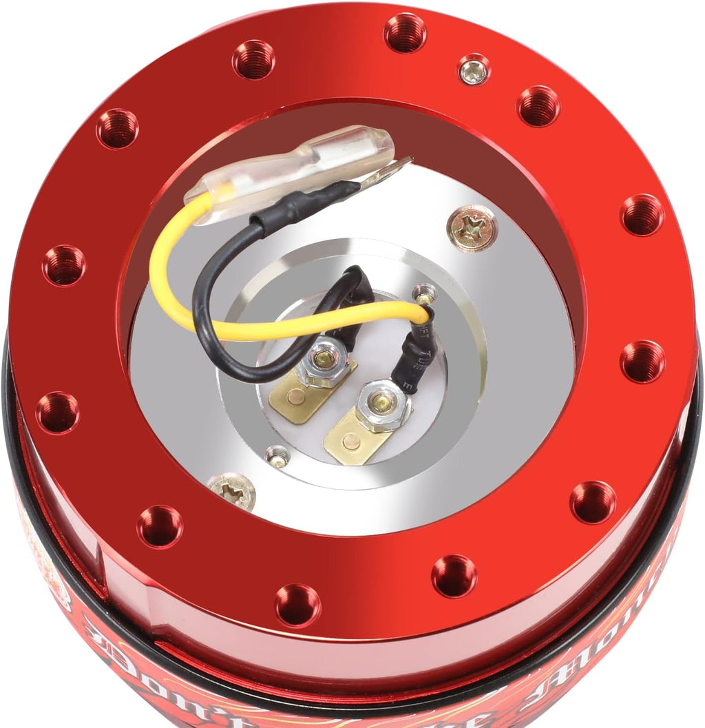 NRG Innovations GEN 2.0 Steering Wheel Quick Release Adapter, With Mounting Bolts & Allen Key, 6 X 70mm / 6 x 74mm Bolt Pattern, Red Body/Red ring with Litteral Collab, NRG-SRK-200RD-LITT