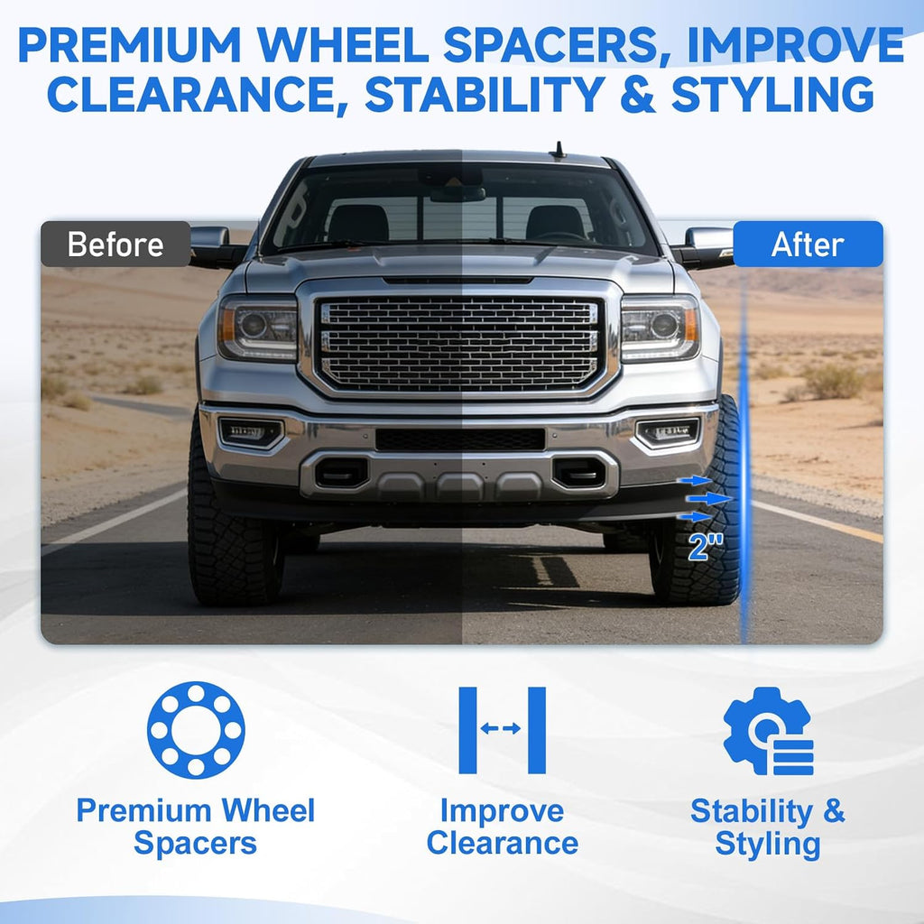 4Pcs 2 inch Hubcentric Wheel Spacers PCD 6x135 mm 6x5.3 inch Center Bore 87.1mm with M14x1.5 Studs for 2015-2025 F150 / 2015-2025 Expedition, for 2015-2025 Navigator 6x135 Forged Spacers