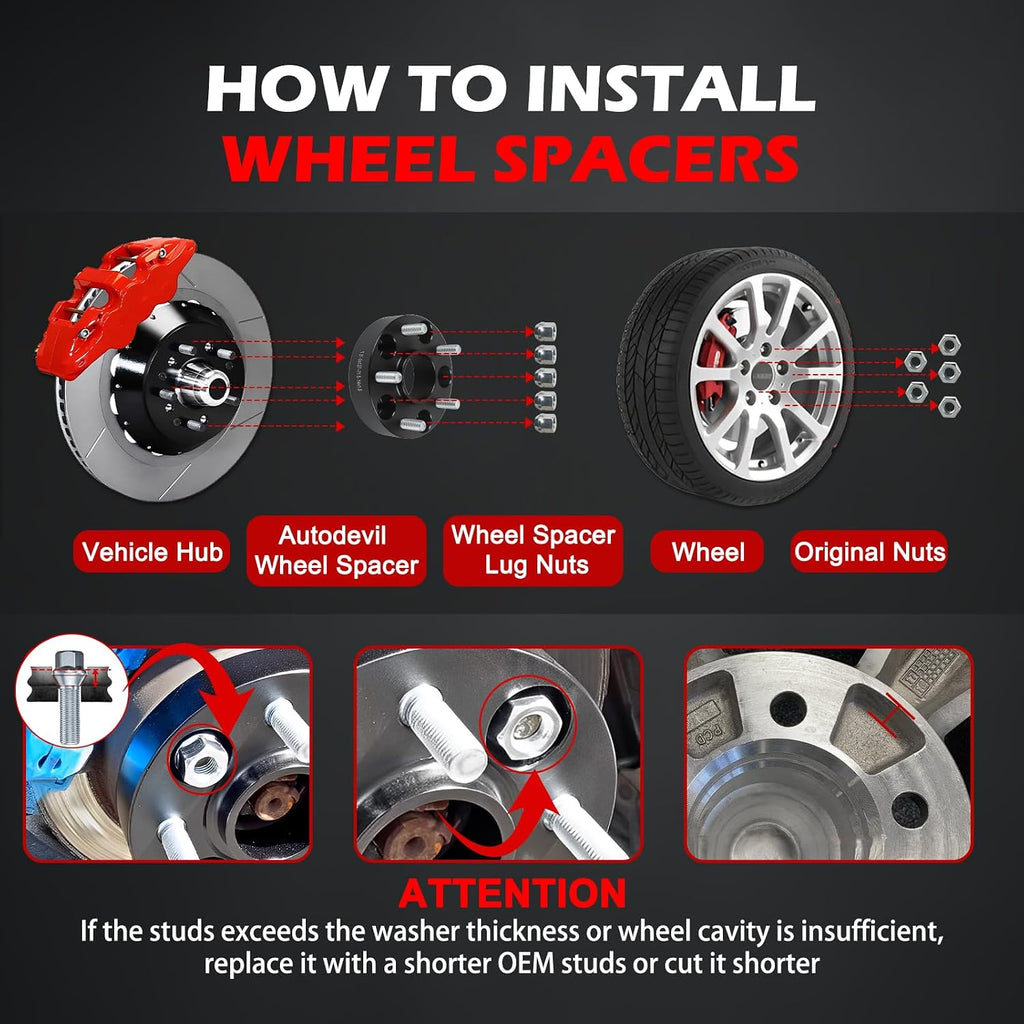 6x5.5 Wheel Spacers 1.5 inch (6x139.7mm) PCD 106mm Hub Bore M12x1.5 Studs Aluminum CNC Wheel Adapters 4pcs Car Wheel Accessories Parts Fit for 4Runner Tacoma GX470/GX460 Sequoia 1989-2024