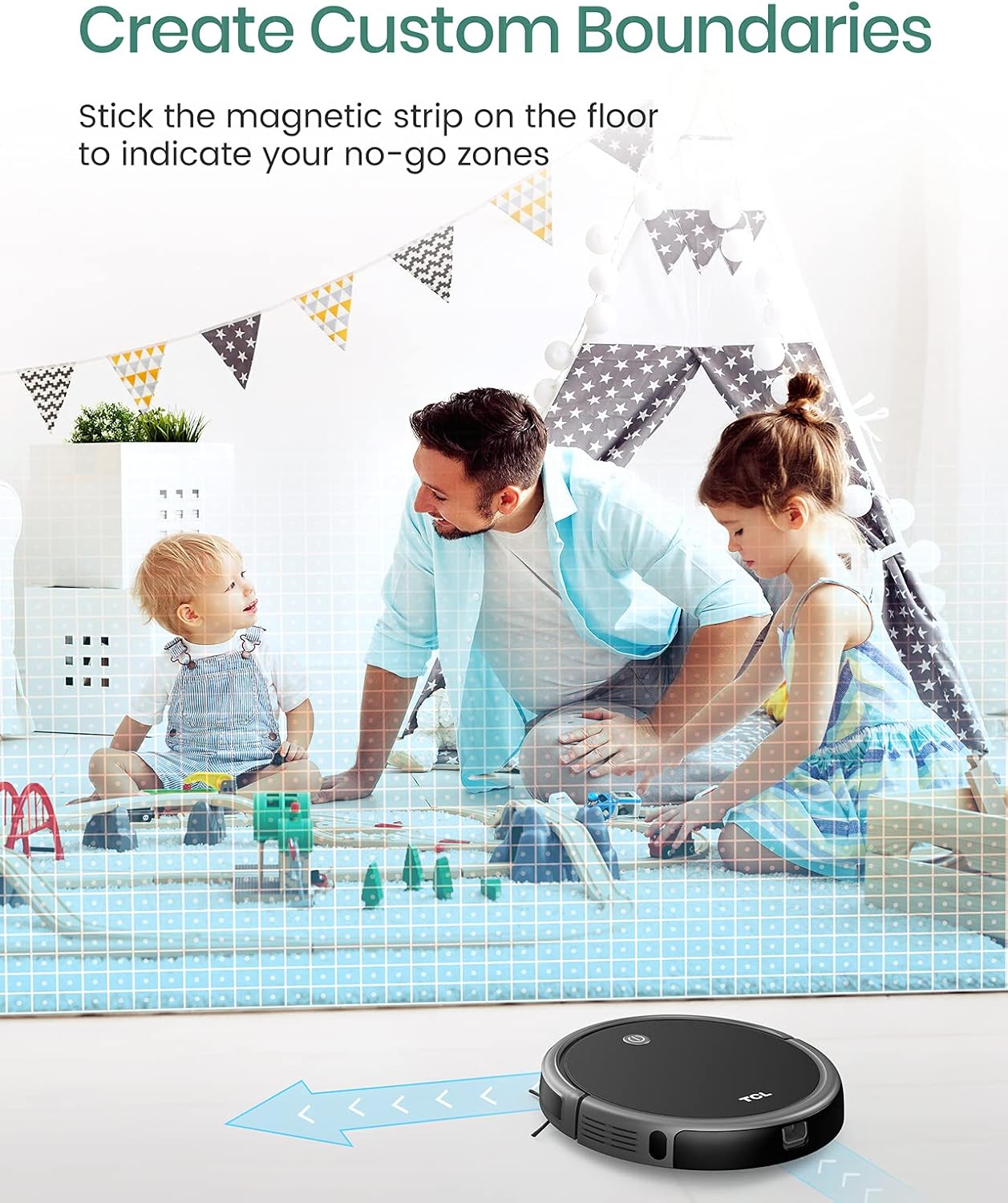 TCL Sweeva 2000 Robot Vacuum Cleaner Ultra Slim 2.76inch, 2000Pa Suction for Pet Hair, Hard Floor & Medium-Pile Carpets, 150mins Runtime, Washable Filter, WiFi & Alexa/Google Enabled