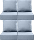 Luxury 24x24x6 Inch Outdoor Chair Cushions Set of 4 - Heavy Duty Water-Resistant Comfy Cushion for Patio Furniture Set Dining Gliding Rocking Chairs Loveseat L-Shape Sofa - Baby Blue
