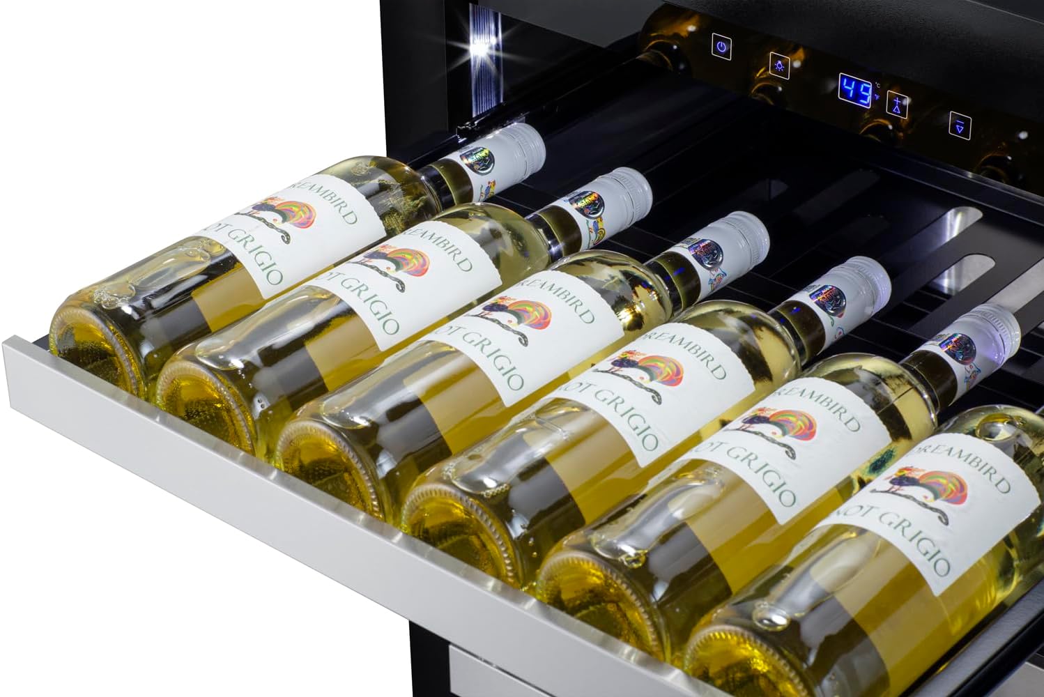 24 in. Shallow Depth Single Zone 33-Bottle Built-In Wine Cooler in Stainless Steel ADA Compliant- ASDW2412V1