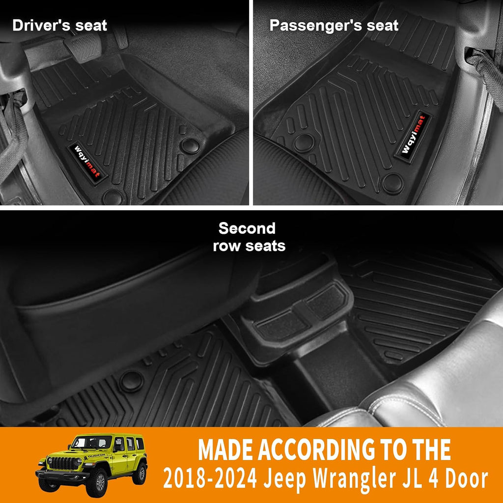 Custom for 2018-2025 2026 Jeep Wrangler JL 4 Door Floor Mats Cargo Liner Backrest Mat Full Set All Weather TPE Rubber Protection Mat (for 2018-2026 Jeep Wrangler JL 4 Door)