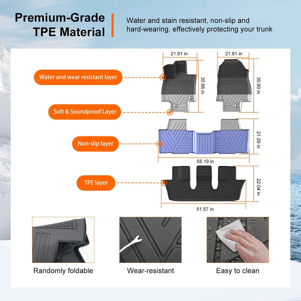 powoq 6&7 Seats Floor Mats Compatible with 2024-2026 Lexus TX350 TX500H TX550H+ Cargo Mat Cargo Liner Replacement for 2024 2025 2026 Lexus TX Accessories (Trunk Mat with Backrest Mat+Floor Mats)