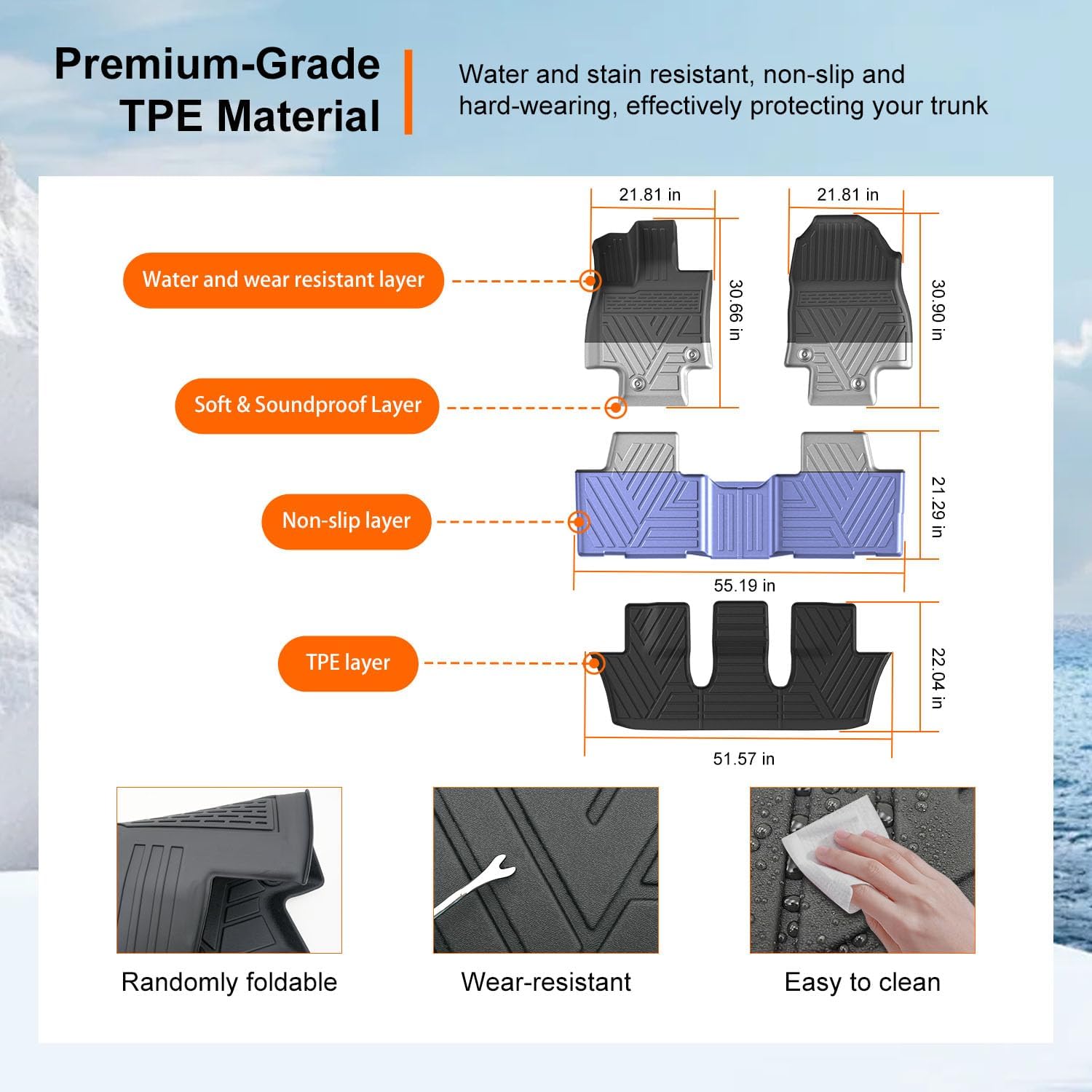 powoq 6&7 Seats Floor Mats Compatible with 2024-2026 Lexus TX350 TX500H TX550H+ Cargo Mat Cargo Liner Replacement for 2024 2025 2026 Lexus TX Accessories (Trunk Mat with Backrest Mat+Floor Mats)