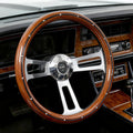18' Solid Wood lacquering Truck Steering Wheel,Real Wood Grip 3 Spokes 5-Bolt Chrome-Plated aluminum Classic Steering Wheel fit for Kenworth,for Peterbilt,for Volvo,for Freightliner