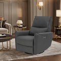 Recliner Sofa Rocking Chair Swivel Power Reclining Adjustable 360 Degree Spinning with Ergonomics Lumbar Support Natural Leather for Home Theater Seating Living Room, Bedroom, Nursery, Grey