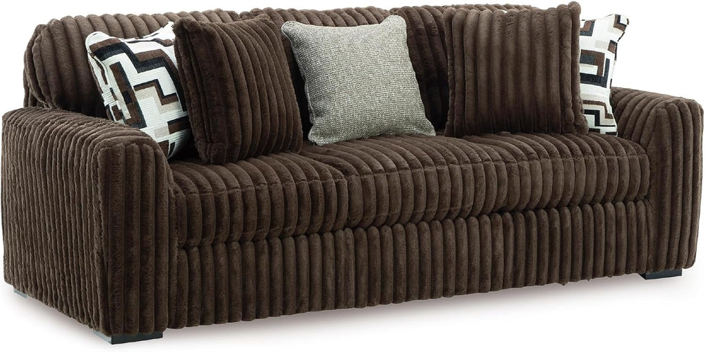 Signature Design by Ashley Midnight-Madness Modern Anti Sage Sofa with Reversible Cushions, Dark Brown