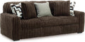 Signature Design by Ashley Midnight-Madness Modern Anti Sage Sofa with Reversible Cushions, Dark Brown