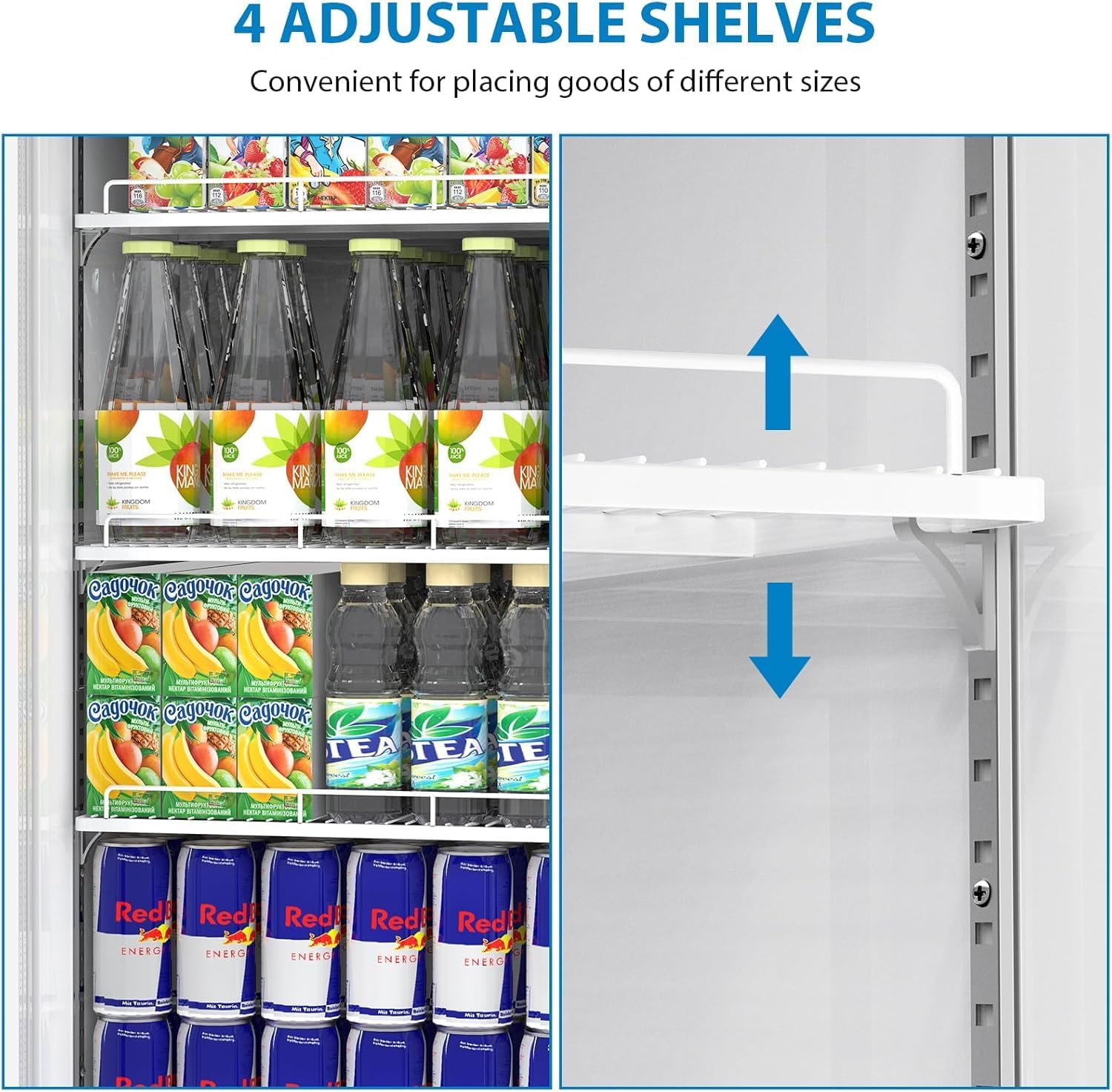 Commercial Display Refrigerator with Single Glass Door, 11.3 Cu.Ft Upright Beverage Cooler with Adjustable Shelves, Soft LED Lighting, Merchandiser Fridge for Home, Restaurant, and Garage, Black