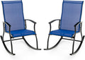 Tangkula Patio Rocking Chairs Set of 2, Outdoor Rocking Chair with Smooth & Safe Rocking Motion, Ergonomic Backrest, Breathable Fabric, All-Weather Outdoor Rocker for Backyard, Poolside (1, Navy)