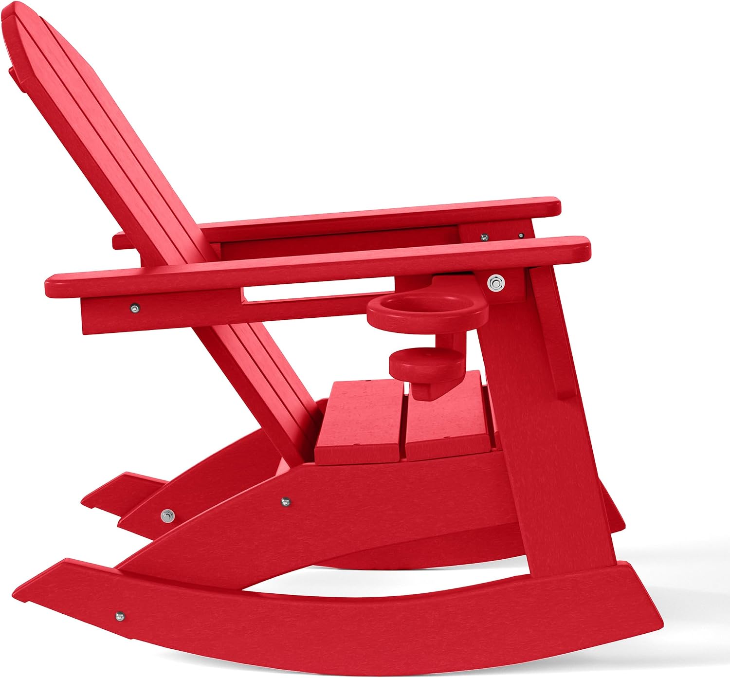 WestinTrends Malibu Outdoor HDPE Plastic Preschool Toddler Classic Adirondack Rocking Chairs (Set of 2), Red