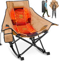 Suteck Heated Rocking Camping Chair - Fully Thicker Padded Heated Chairs for Outdoor Sports W/3 Heat Levels for Back & Seat, Heated Folding Chair for Adults with Carry Bag- Battery NOT Included