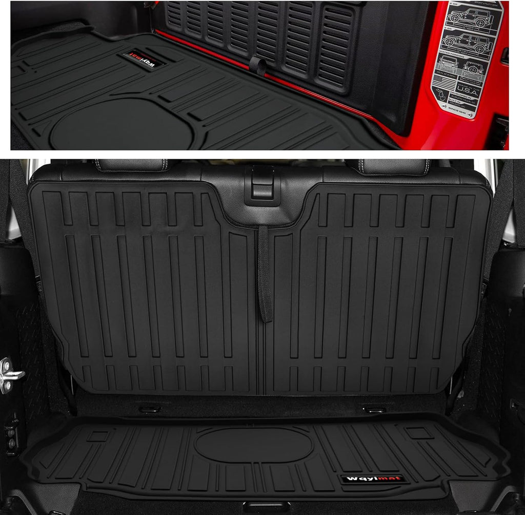 Custom for 2007-2018 Jeep Wrangler JK 2 Door Floor Mats & Trunk Cargo Liner & Backrest Mat TPE All Weather Car Liners Accessories (for 2007-2018 Jeep Wrangler JK 2 Door Full Set)