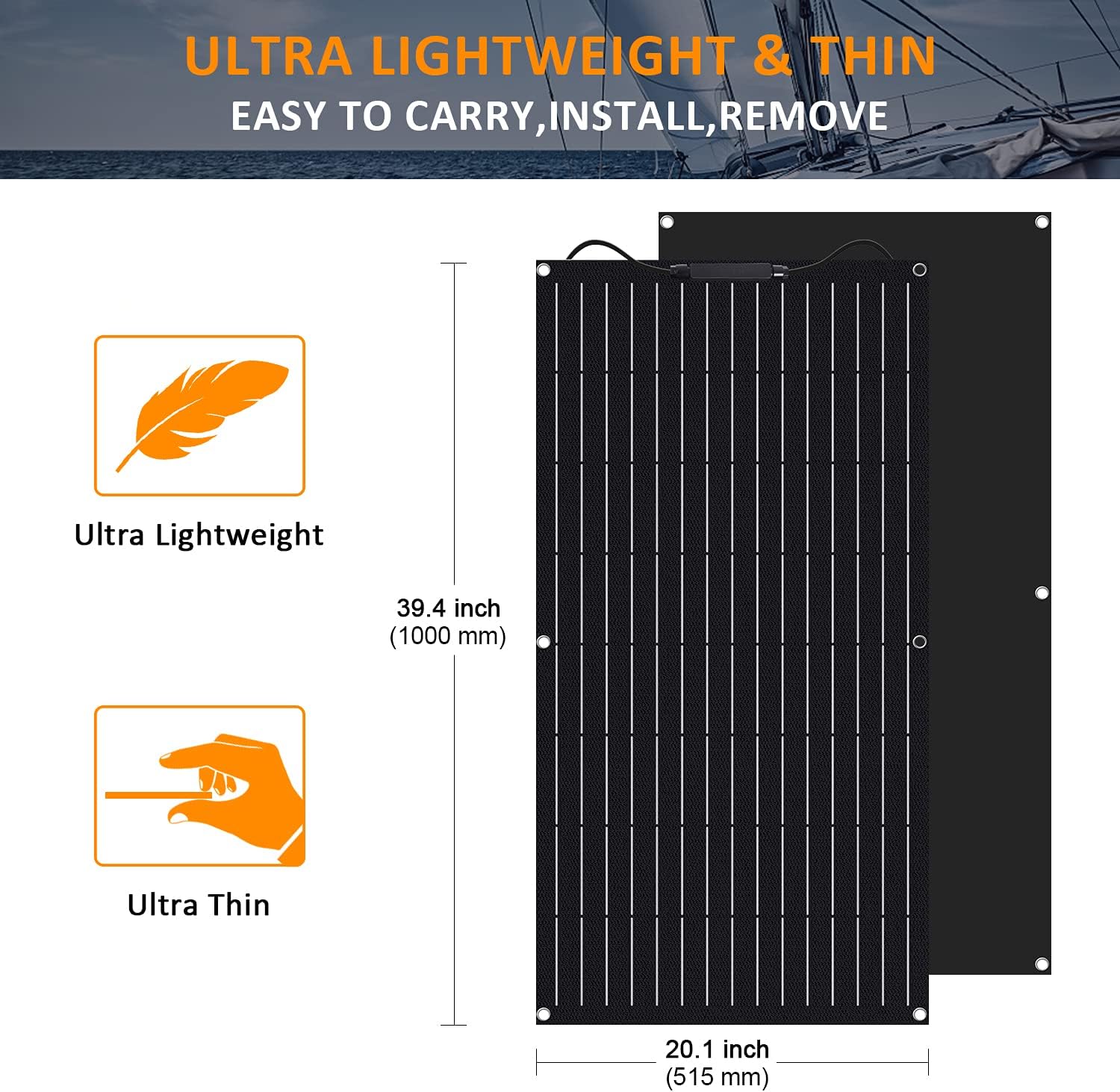 700 Watts 12 Volts Solar Panel Wind Turbine Hybrid System Kit: 3 pcs 100W ETFE Flexible Monocrystalline Solar Panel+400W Wind Turbine+1000W Inverter + Accessories,for Curvy Surface,Roofs,RV