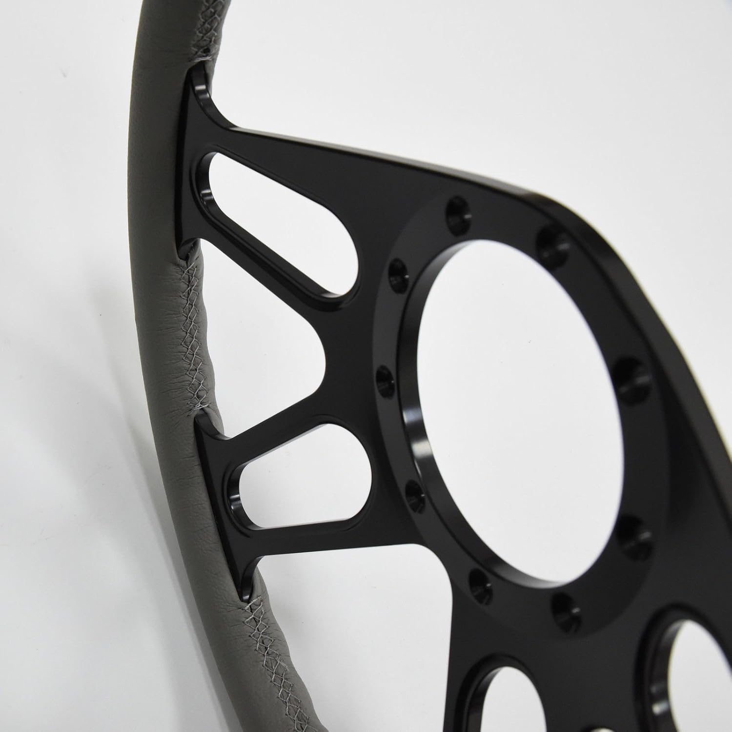 14'' Billet Full Wrap 9 Bolts Steering Wheel with 2'' Dish and Horn Button (Black)