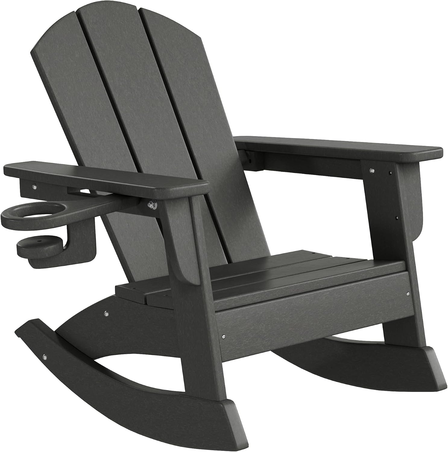WestinTrends Malibu Outdoor HDPE Plastic Preschool Toddler Classic Adirondack Rocking Chairs (Set of 2), Gray