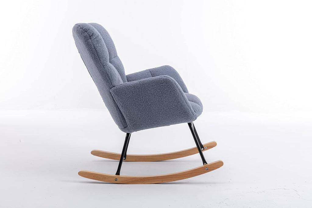 Rocking Chair Nursery Gilder, 31.5' D×27.6' W×37.4' H, Soft Teddy Fabric, 250LBS Capacity, Living Room & Nursery Accent Furniture