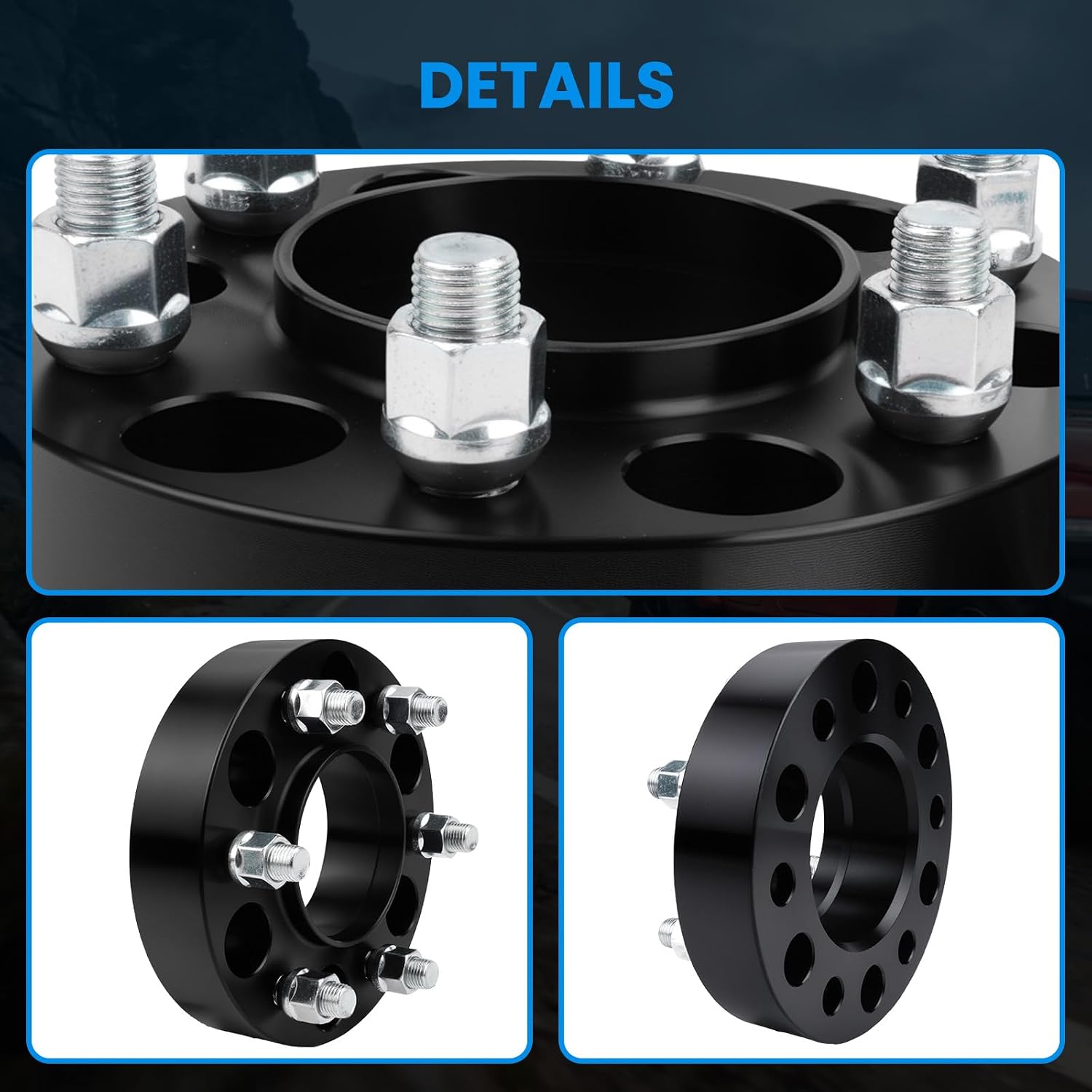 6x135 Wheel Spacers Hubcentric Real Forged Spacers Center Bore 87.1mm M14x1.5 Studs for 2015–2025 F-150, 1.5'(38.1mm) 2015–2025 Expedition, 2015–2025 Navigator/Lobo for 6 Lug Set of 4 Black