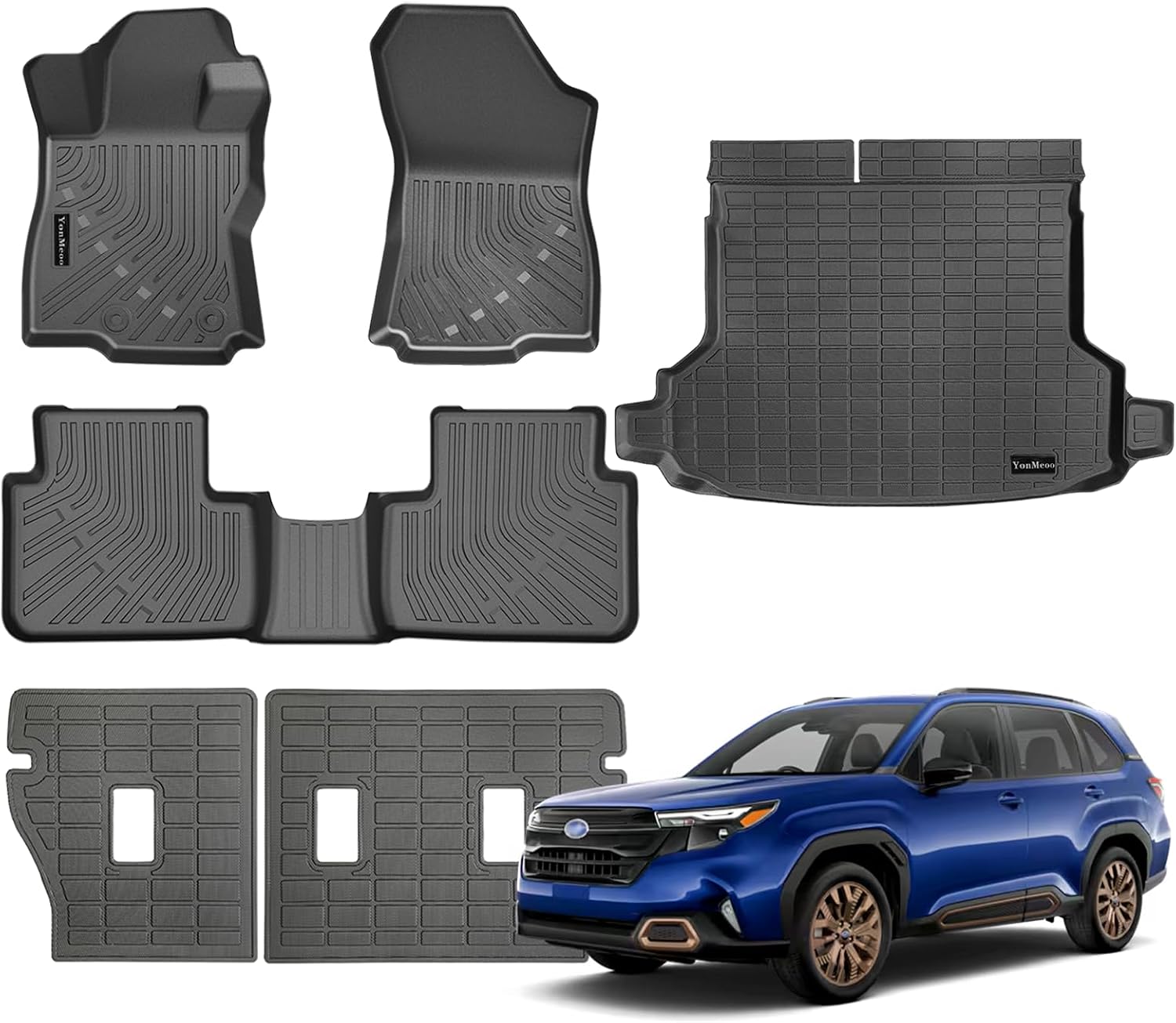 Floor Mats Custom Fit for Subaru Forester 2025 2026 Trunk Mat with Backrest Mat All Weather TPE Rubber Cargo Liner Anti-Slip Full Set for Forester 2025 Accessories (Trunk Mat+Backrest Mats+Floor Mats)