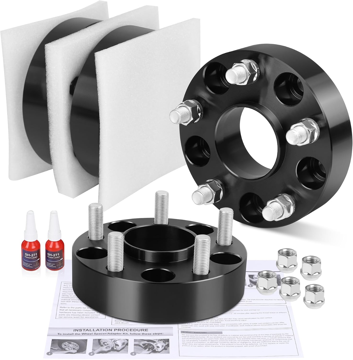 FLYCLE 1.5 inch 5x5 Hubcentric Wheel Spacers for 2018-2025 Wrangler JL/JLU, 2019-2025 Gladiator JT, 5x127mm Forged Wheel Spacer with 14x1.5 Studs & 71.5mm for 2011-2025 Grand Cherokee WK2 Durango